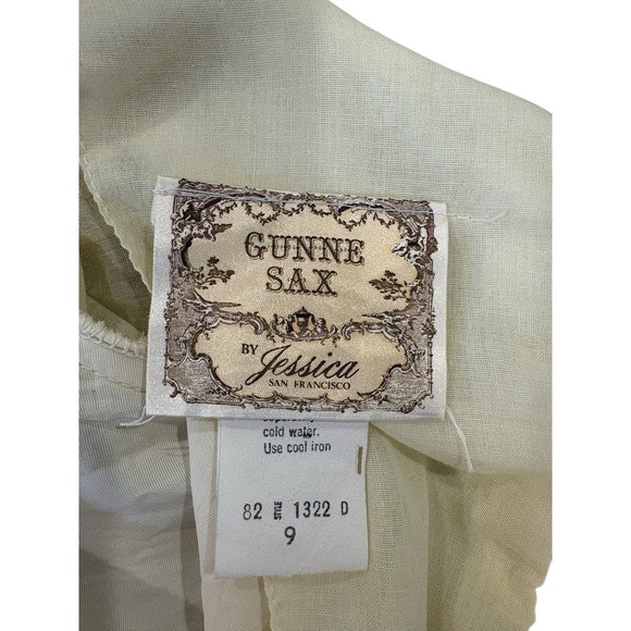 Vtg Gunne Sax Maxi Dress Butter Yellow Cream Long Sleeve Embroidered Lace Sz 9 - Picture 9 of 12